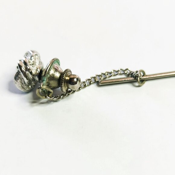 Vintage Swank Silver-Tone Knot Chain Tie Tack - Picture 3 of 4